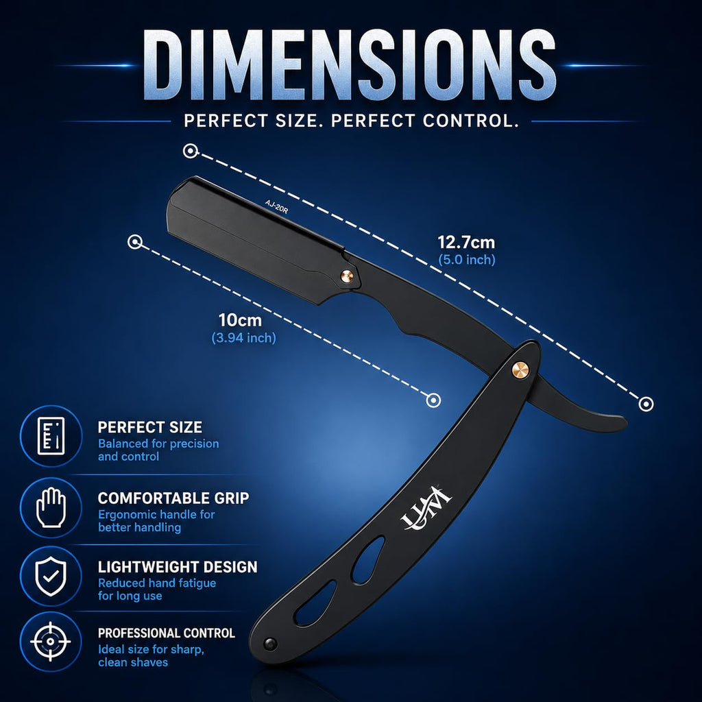 Straight Edge Razor Professional Barber Shaving Razor Kit with 10 Replaceable Single Edge Blades