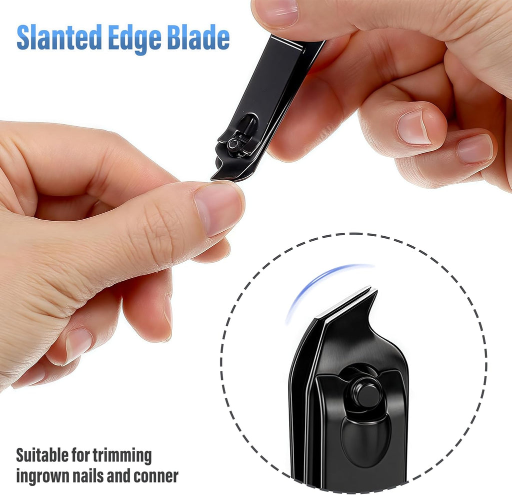 60-Pack Nail Clippers Bulk Slanted Edge & Curved Edge, Angled Toe Nail Clippers Pack Cuticle Nail Cutters Clippers Fingernail Clipper Slanted for Women Men Seniors Homeless Care (Black)