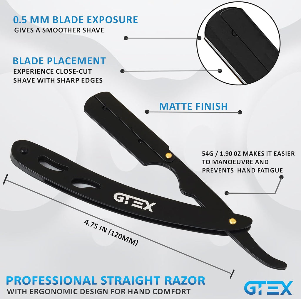 2 Straight Razor for Men (Red Black), 100  Premium Blades (Japanese Steel) - 2Pack Straight Edge Razor 100 Platinum Razor Blade - Navajas Para Barbero - Barber Razor for Men, Beard Razors
