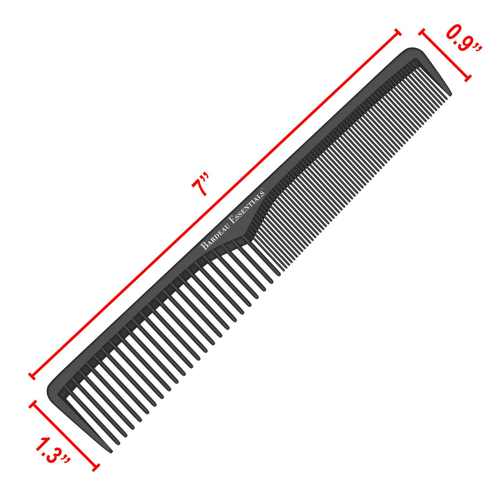 Professional 7 Inch Black Carbon Fiber anti Static Chemical and Heat Resistant Comb for All Hair Types | Fine and Wide Tooth Comb for Men and Women