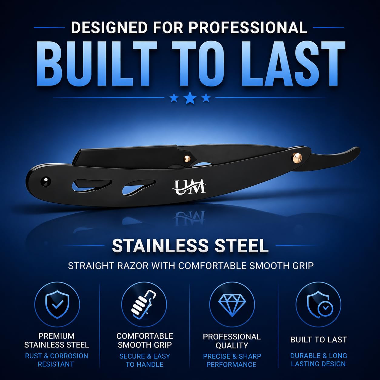Straight Edge Razor Professional Barber Shaving Razor Kit with 10 Replaceable Single Edge Blades