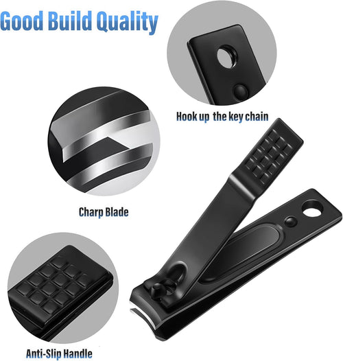 60-Pack Nail Clippers Bulk Slanted Edge & Curved Edge, Angled Toe Nail Clippers Pack Cuticle Nail Cutters Clippers Fingernail Clipper Slanted for Women Men Seniors Homeless Care (Black)