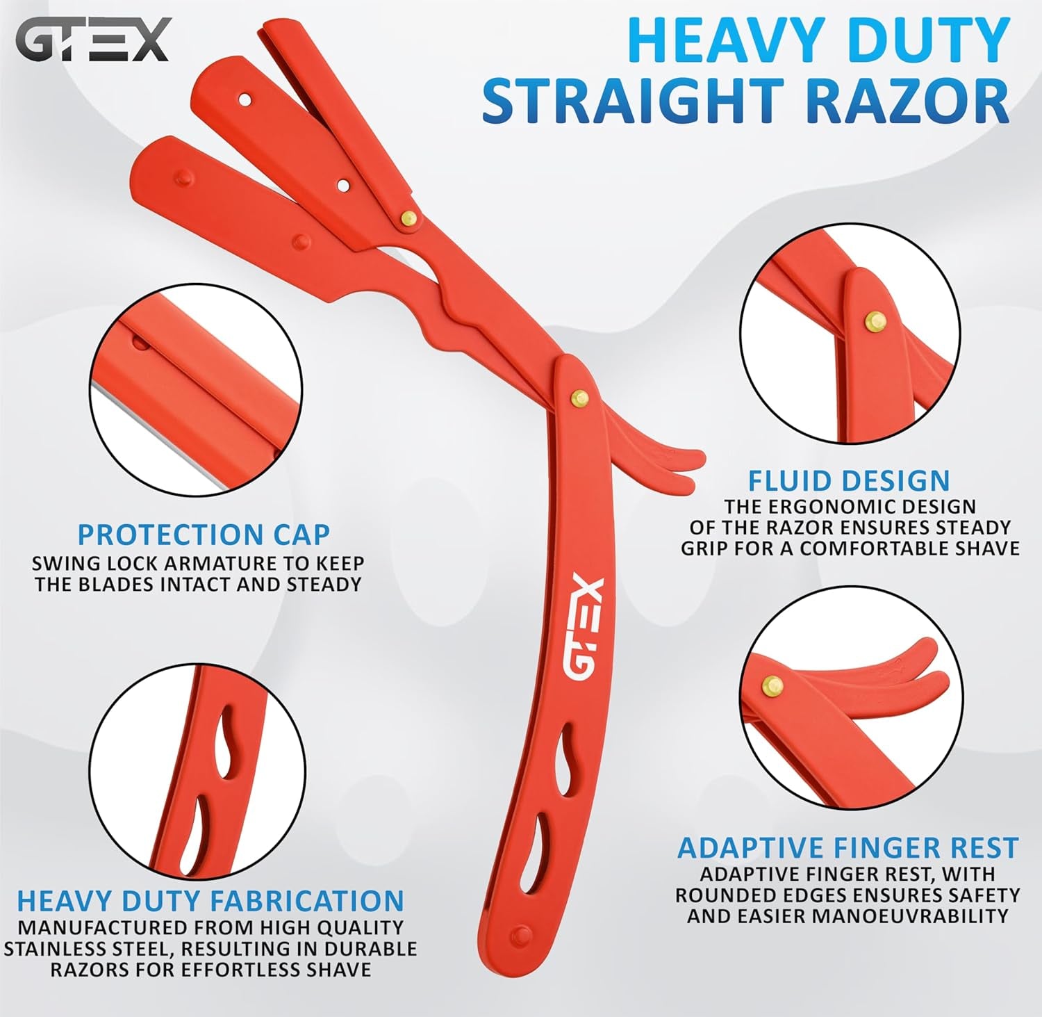 2 Straight Razor for Men (Red Black), 100  Premium Blades (Japanese Steel) - 2Pack Straight Edge Razor 100 Platinum Razor Blade - Navajas Para Barbero - Barber Razor for Men, Beard Razors