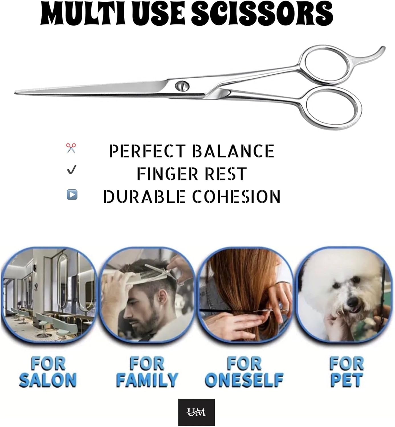 Scissors 7.5 | Premium Barber Shears for Hair Cutting | Multiple Purpose Cutting Scissors | Haircut Scissors for Salon I Women | Mens | Kids I Pets