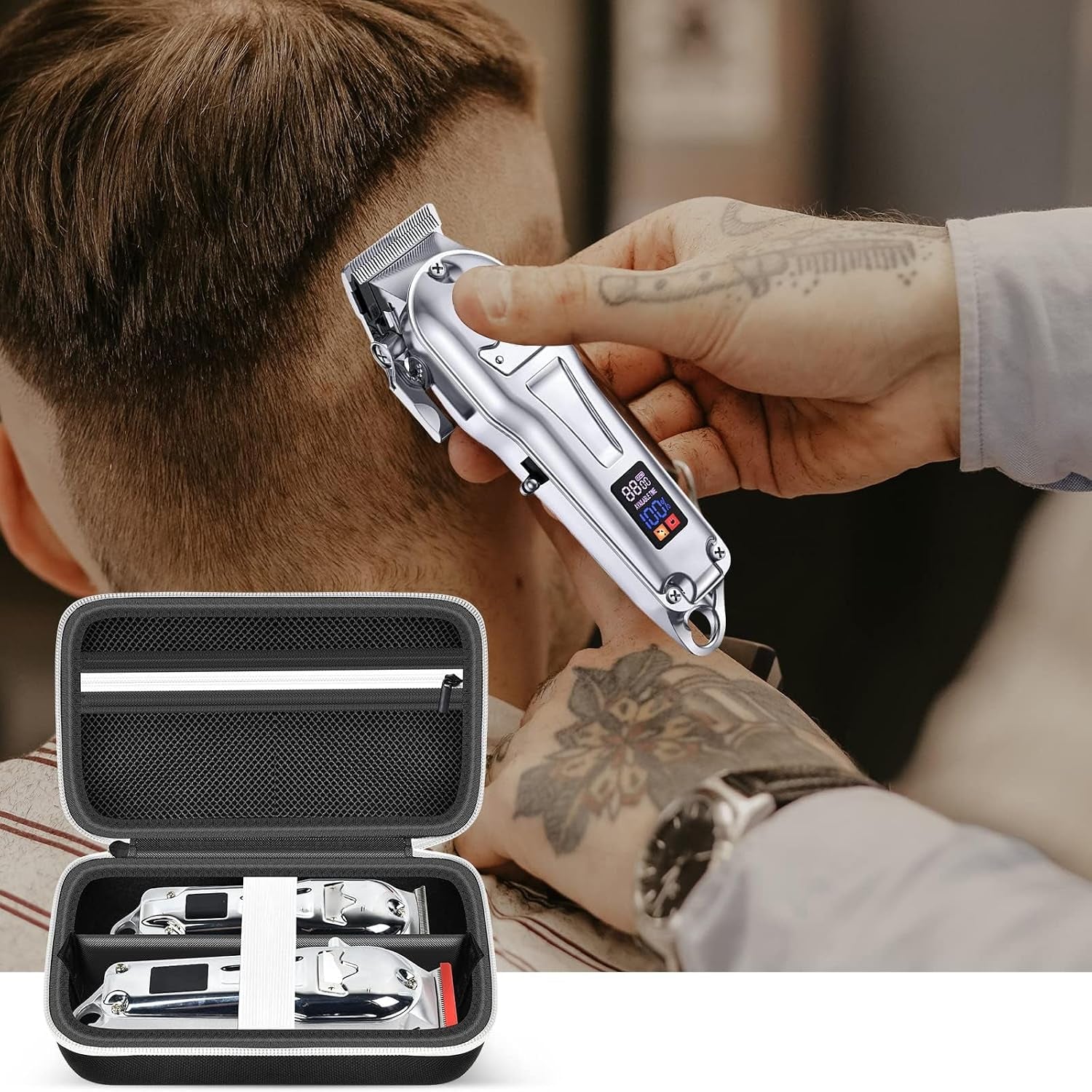 Case Compatible with Novah for Ufree for KIKIDO for GLAKER for FADEKING for GSKY for Romanda Professional Hair Clippers, Beard Trimmer Grooming Storage Holder for Hair Trimmers Set (Box Only)