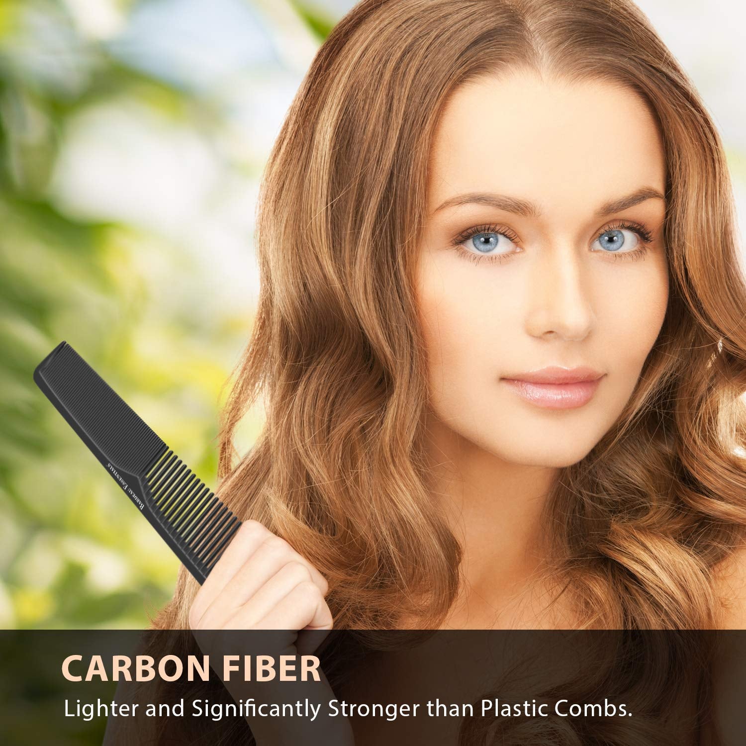 Professional 7 Inch Black Carbon Fiber anti Static Chemical and Heat Resistant Comb for All Hair Types | Fine and Wide Tooth Comb for Men and Women