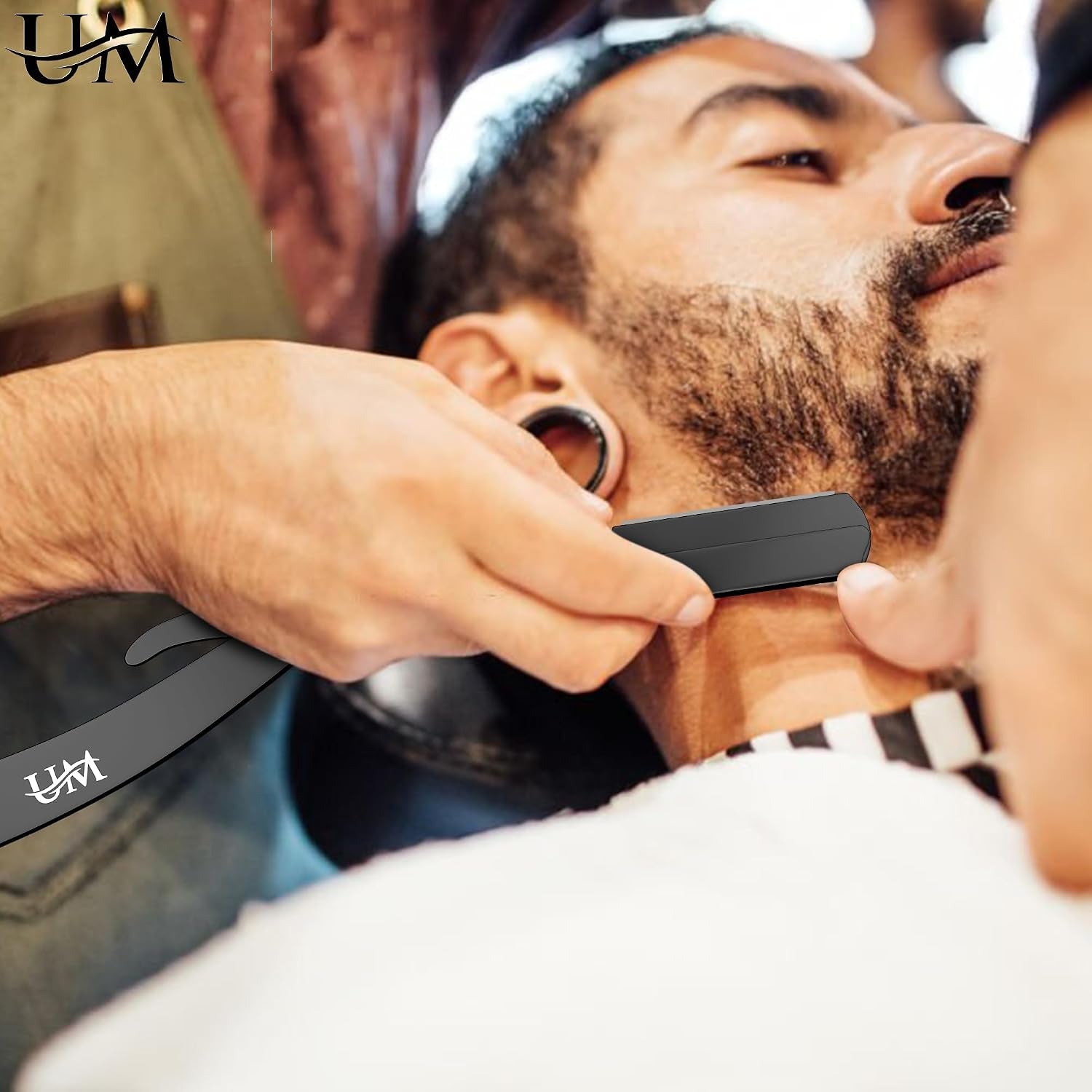 Straight Edge Razor Professional Barber Shaving Razor Kit with 10 Replaceable Single Edge Blades