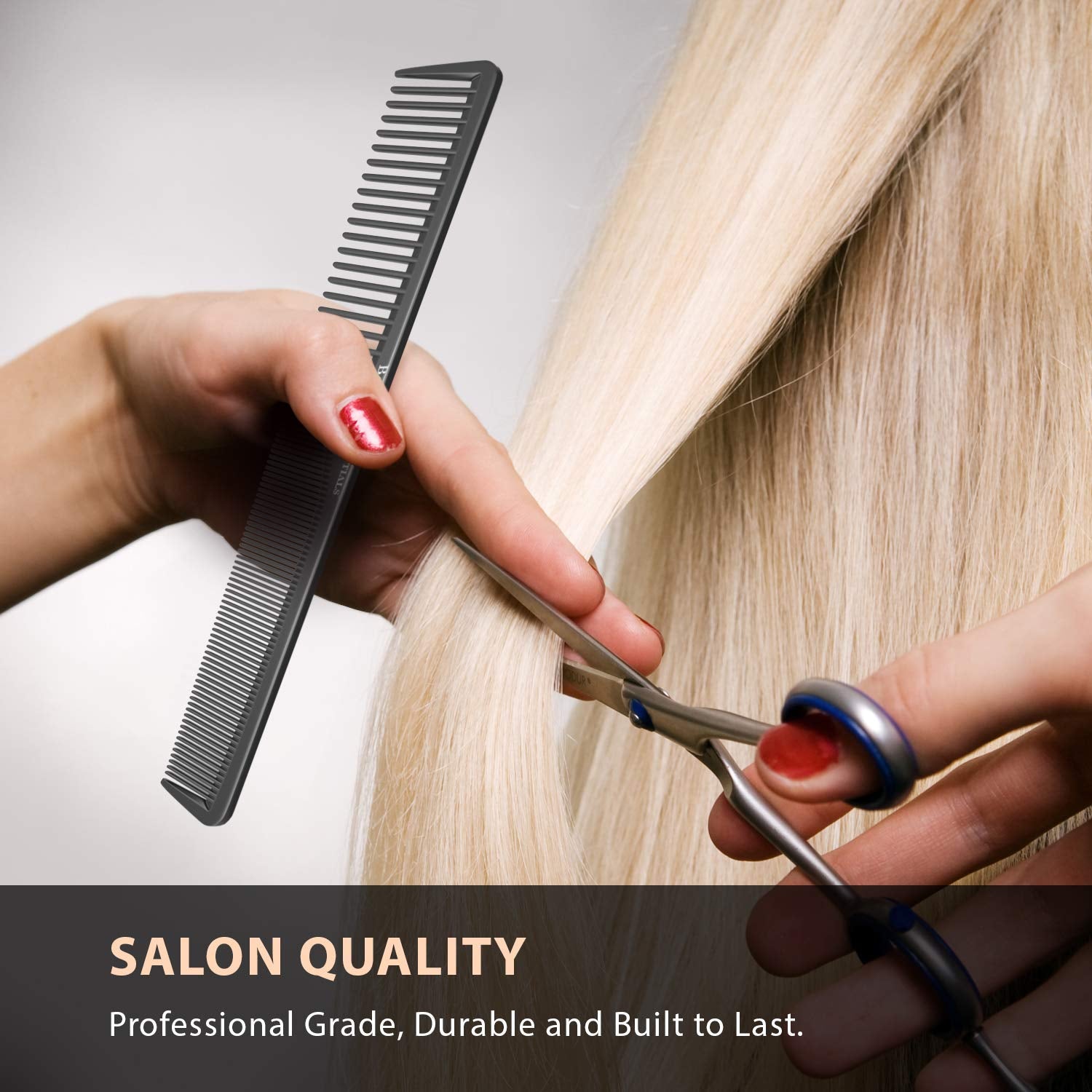 Professional 7 Inch Black Carbon Fiber anti Static Chemical and Heat Resistant Comb for All Hair Types | Fine and Wide Tooth Comb for Men and Women