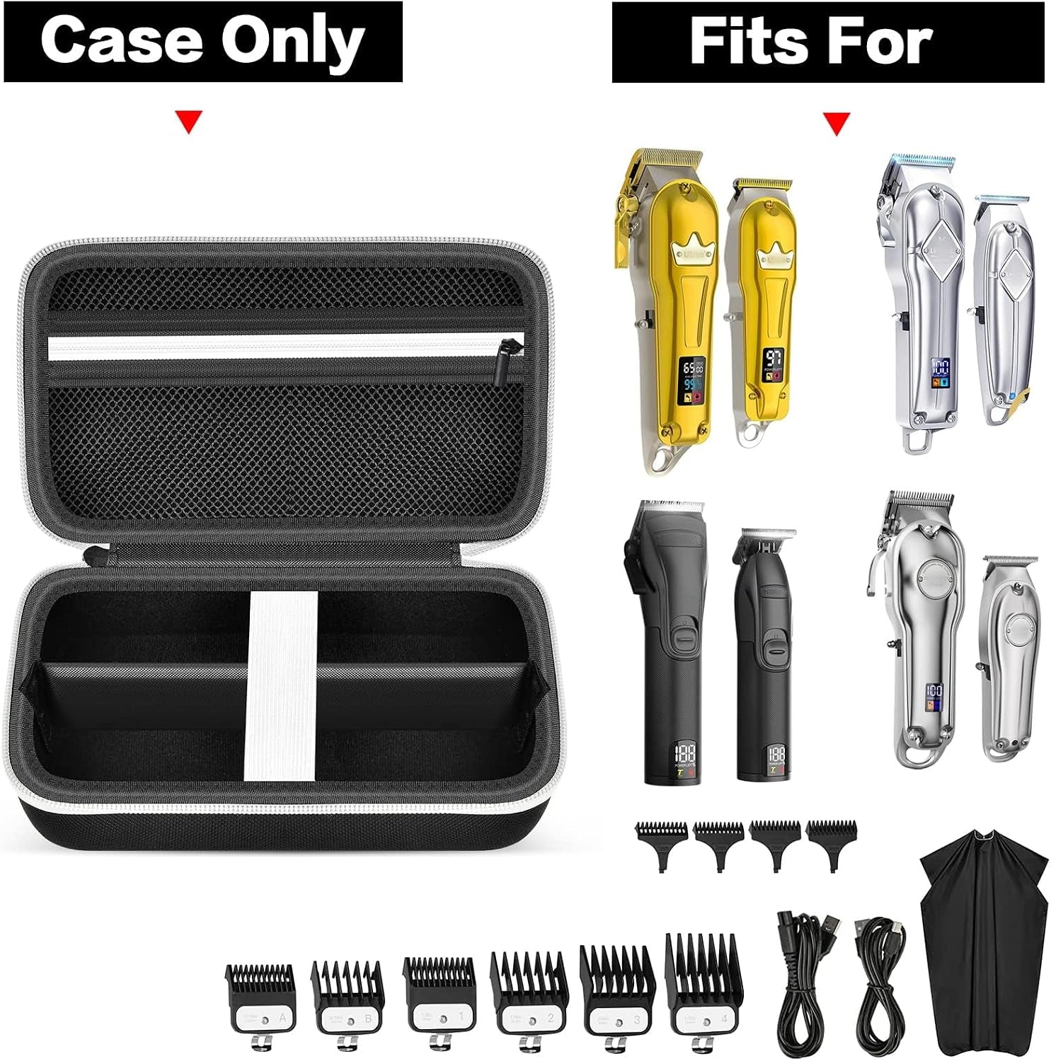 Case Compatible with Novah for Ufree for KIKIDO for GLAKER for FADEKING for GSKY for Romanda Professional Hair Clippers, Beard Trimmer Grooming Storage Holder for Hair Trimmers Set (Box Only)